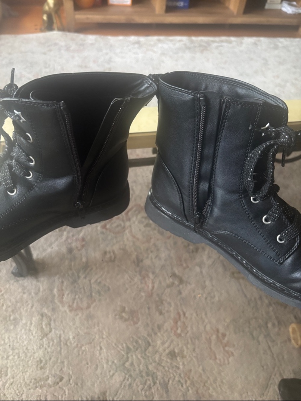 Kids Black Lace-Up Ankle Boots - Classic Everyday Style - Picture 2 of 4